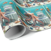 Verjaardag Octopus met een biertje Cadeaupapier (Rol Hoek)