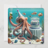 Verjaardag Octopus met een biertje Kaart (Voorkant)