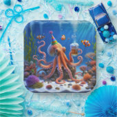 Verjaardag Octopus met een biertje Papieren Bordje (Feest)