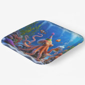 Verjaardag Octopus met een biertje Papieren Bordje (Gebogen)