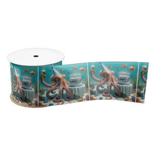 Verjaardag Octopus met een biertje Satijnen Lint