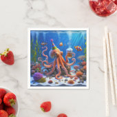 Verjaardag Octopus met een biertje Servet (Insitu)