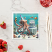 Verjaardag Octopus met een biertje Servet (Insitu)