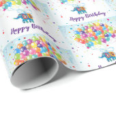 Verjaardag olifant  cadeaupapier (Rol Hoek)