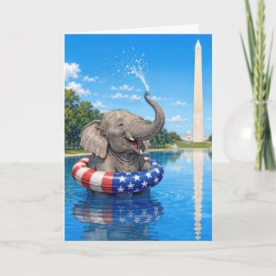 Verjaardag Olifant Drijvend in de Reflecterende Vi Kaart