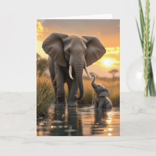 Verjaardag olifant met Baby Kaart