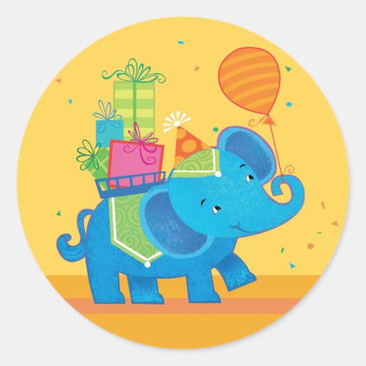 Verjaardag Olifant met ballonnen & Cadeaus Sticker (Voorkant)