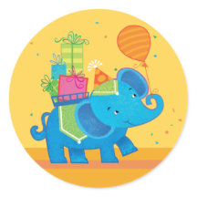 Verjaardag Olifant met ballonnen & Cadeaus Sticker