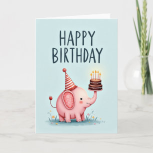 Verjaardag Olifant Taart Kaart