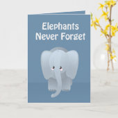 Verjaardag olifant vergeet nooit groet kaart (Gele Bloem)