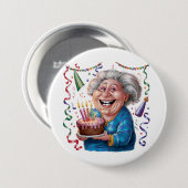 Verjaardag Oma Grote Glimlach Ronde Button 7,6 Cm (Voorkant /achterkant)