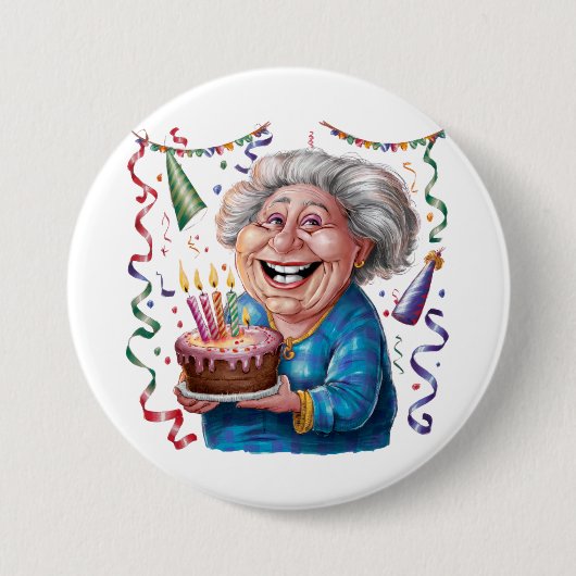 Verjaardag Oma Grote Glimlach Ronde Button 7,6 Cm (Voorkant)
