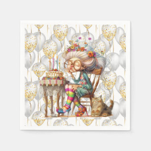 Verjaardag Oma Met Feestballonnen Servet