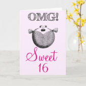 Verjaardag OMG Grappige Zoete 16 Kaart (Gele Bloem)