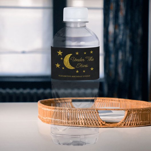 Verjaardag onder de sterren waterfles etiket