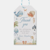 Verjaardag onder de zee oceandieren cadeaulabel (Voorkant)