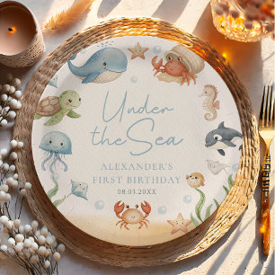Verjaardag Onder De Zee Oceandieren Papieren Bordje