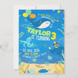 Verjaardag onder de zee, verjaardag oceandieren kaart