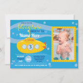 Verjaardag Onderzeeër Zwemmen Party Foto Uitnodige Kaart (Voorkant)