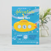 Verjaardag Onderzeeër Zwemmen Party Zee Uitnodigen Kaart (Staand voorkant)