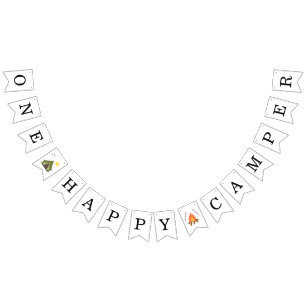Verjaardag One Happy Camper Jongens Vlaggetjes