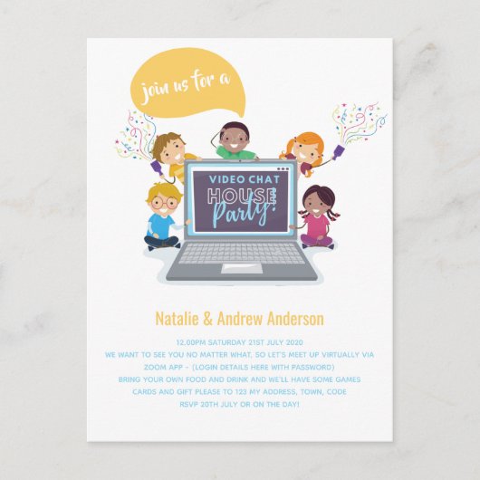 VERJAARDAG Online Videochat Virtuele LiveStream vo Briefkaart (Voorkant)