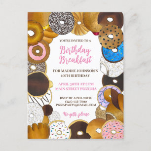 Verjaardag Ontbijt Brunch Donut Junkfood Uitnodiging Briefkaart