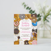 Verjaardag Ontbijt Brunch Donut Junkfood Uitnodiging Briefkaart (Staand voorkant)