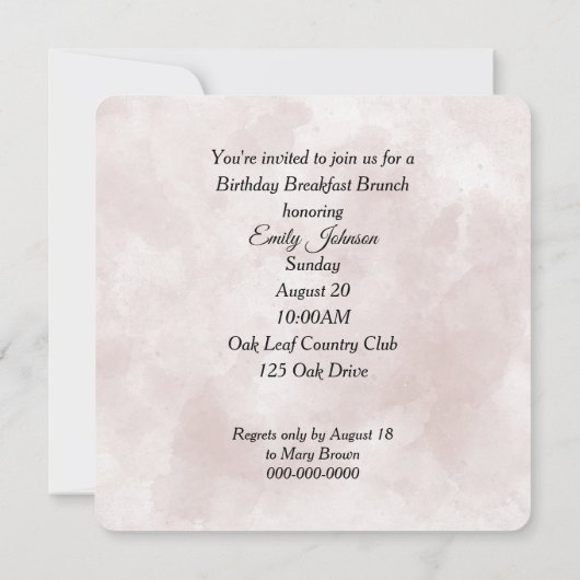 Verjaardag Ontbijt Brunch Pioen Boeket Kaart (Achterkant)