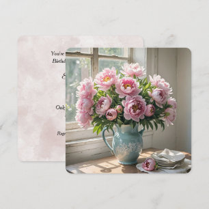 Verjaardag Ontbijt Brunch Pioen Boeket Kaart