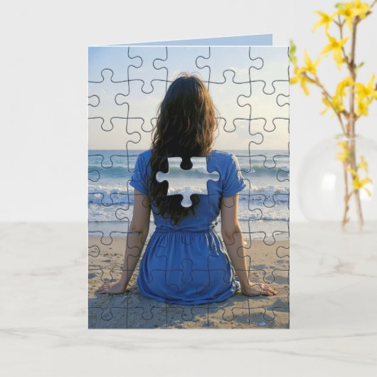 Verjaardag ontbrekend puzzelstukje kaart (Gele Bloem)