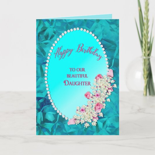 Verjaardag - Onze Dochter - Gepareld Ovaal met Kaart (Voorkant)