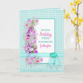 Verjaardag, ONZE peetdochter, Tuin Bloemen, Geruit Kaart (Gele Bloem)