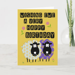 Verjaardag Ooi Schaap en Bloemen Kaart