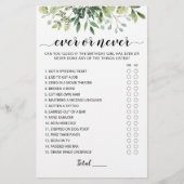 Verjaardag Ooit of Nooit Verjaardagsfeestspel (Voorkant)