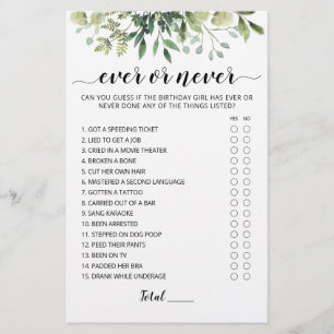 Verjaardag Ooit of Nooit Verjaardagsfeestspel