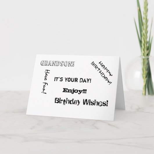 Verjaardag, oom, woorden voor een kleinzoon. kaart (Voorkant)
