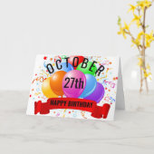 Verjaardag op 27 oktober  kaart (Gele Bloem)