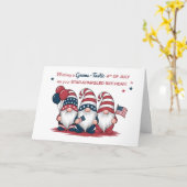 Verjaardag op 4 juli Patriottische Gnomes Kaart (Gele Bloem)