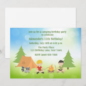 Verjaardag op de camping voor jongens kaart (Voorkant / Achterkant)