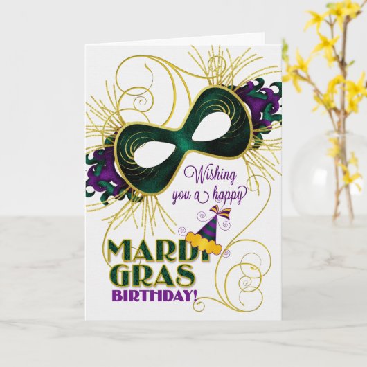 Verjaardag op de Traditionele Kleuren van Mardi Kaart (Gele Bloem)