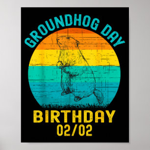 Verjaardag op Groundhog Day 2 februari Grappige Ve Poster