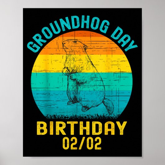 Verjaardag op Groundhog Day 2 februari Grappige Ve Poster (Voorkant)
