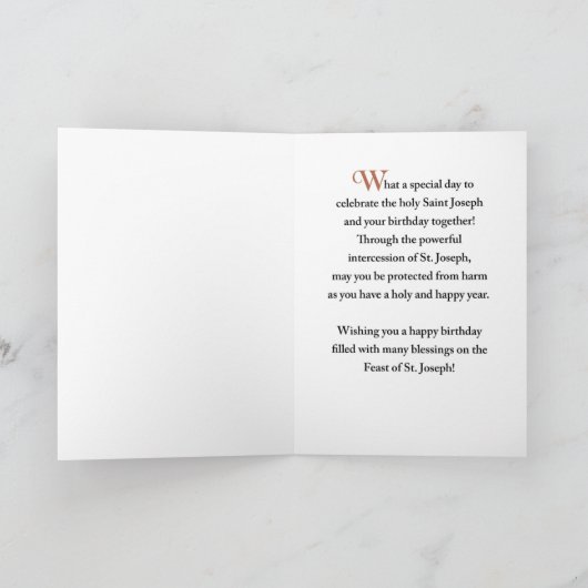 Verjaardag op het feest van St. Jozef Eenvoudig Kaart (Binnen)