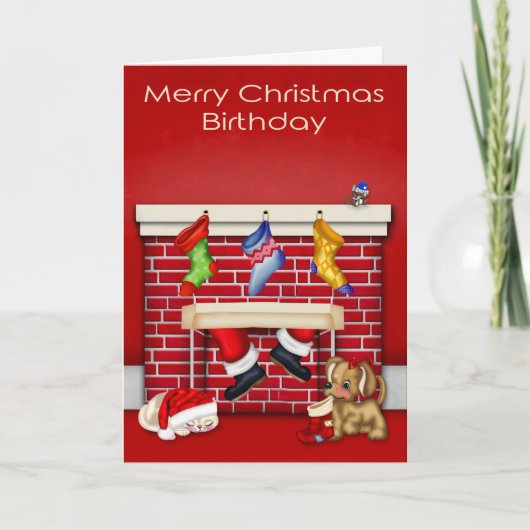 Verjaardag op het wenskaart van Kerstmis Feestdagen Kaart (Voorkant)