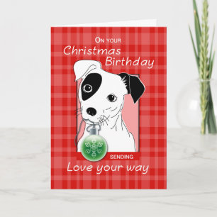 Verjaardag op Kerstmis Jack Russell Terrier Kaart