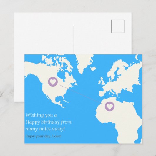 Verjaardag op lange afstand briefkaart (Voorkant / Achterkant)