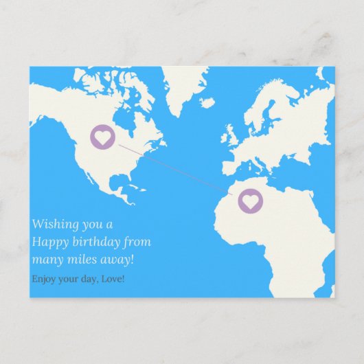 Verjaardag op lange afstand briefkaart (Voorkant)