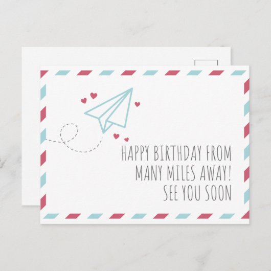 Verjaardag op lange afstand briefkaart (Voorkant / Achterkant)