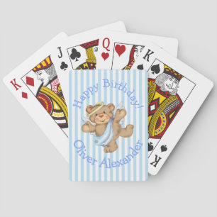 Verjaardag op maat teddybeer engel pokerkaarten
